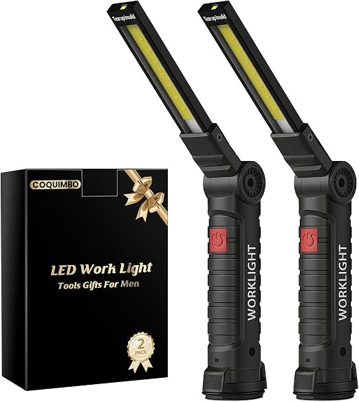 Rechargeable LED Work Light 2pk Magnetic Hook Black