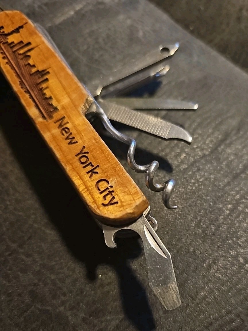 11 Tool Swiss Army Knife Wood-Handled Multi-Tool Knife NEW YORK CITY GARRETT