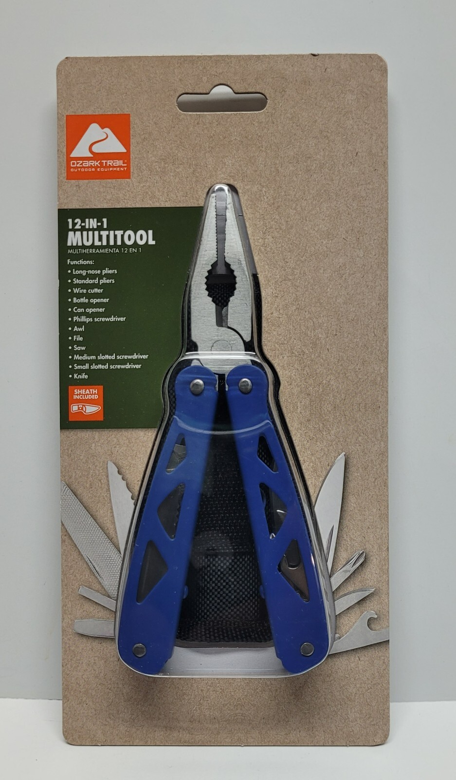 Ozark Trail 12-In-1 Multi-Tool w/Sheath Hiking Outdoors Pocket Knife – Blue