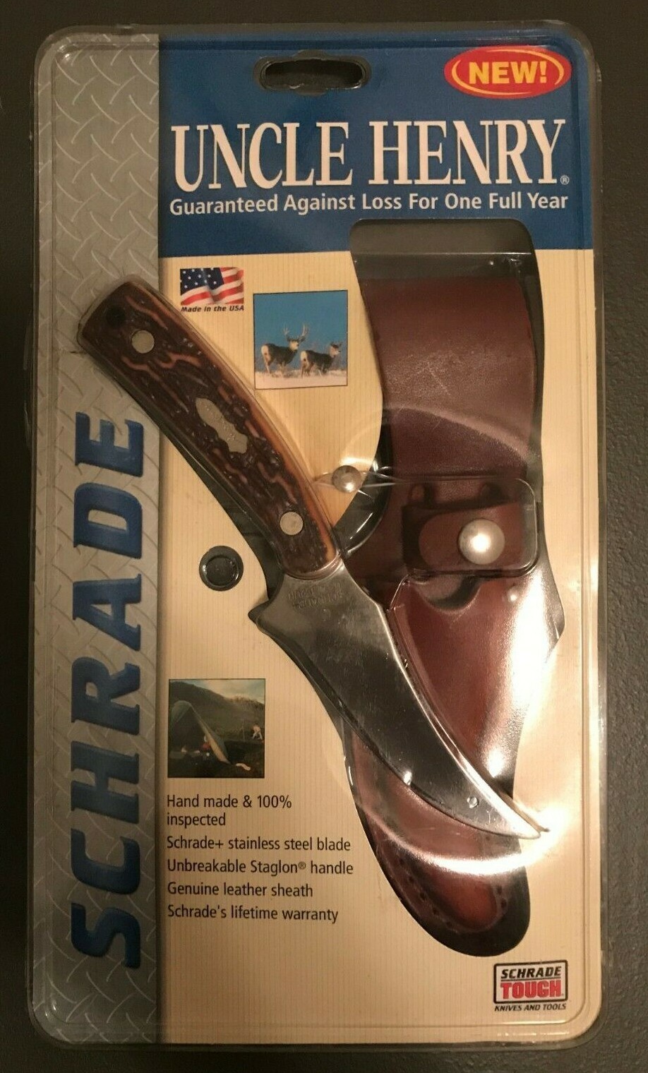 Schrade USA 152UH Uncle Henry Stainless Steel Knife & Leather Sheath (Brand New)