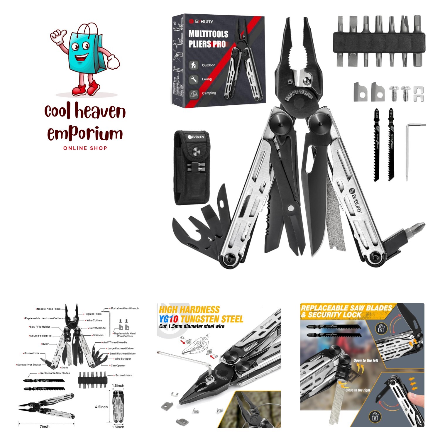 Multitool Pliers, Stainless Steel 31-in-1 Multi Tool Pliers with Replaceable …