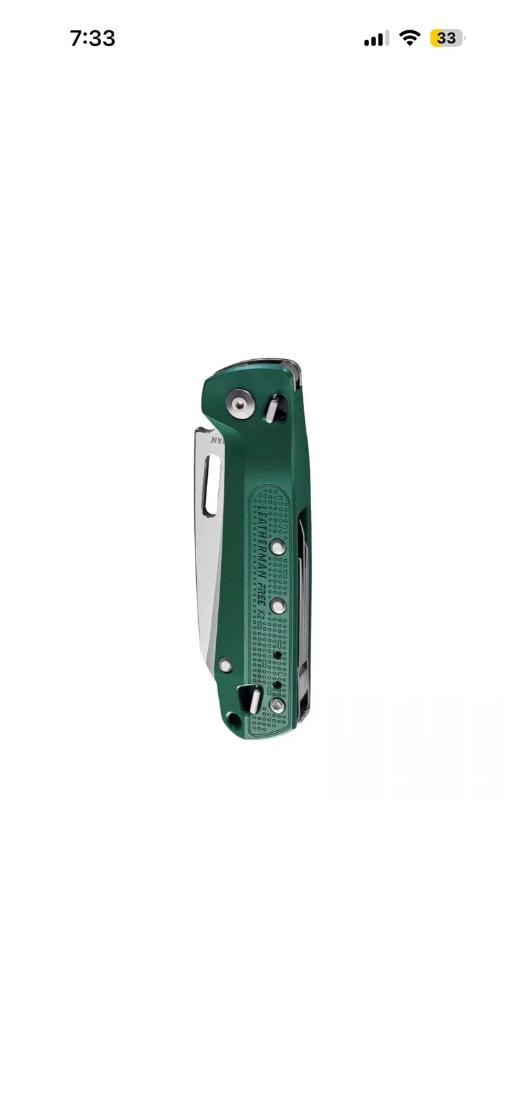 Leatherman Free K2 Evergreen Never Used Multi-Tool Pocket Clip Straight blade