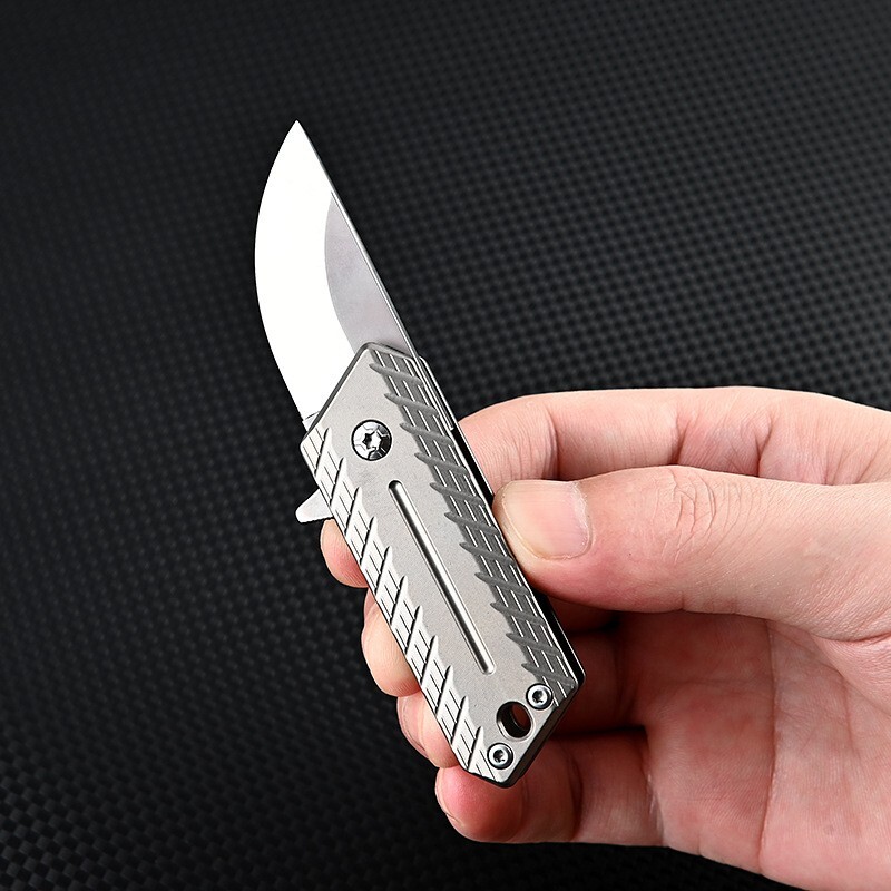 Mini Titanium Folding Knife D2 Blade Outdoor Survival Pocket Keychain EDC Tool