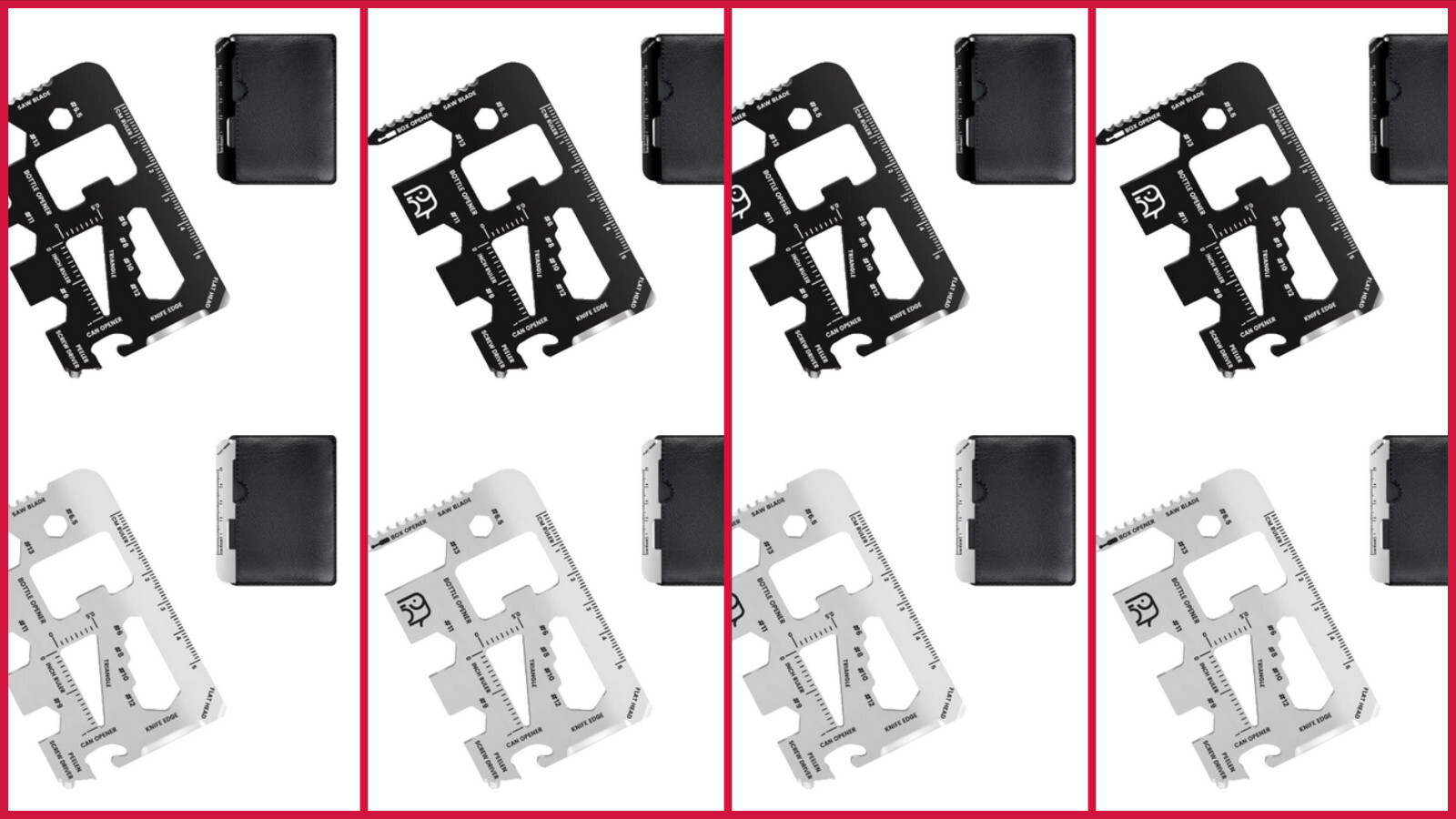 Lot of 8 Credit Card Multi Tools 20 in 1 Stainless Steel Survival Wallet Tool Mi