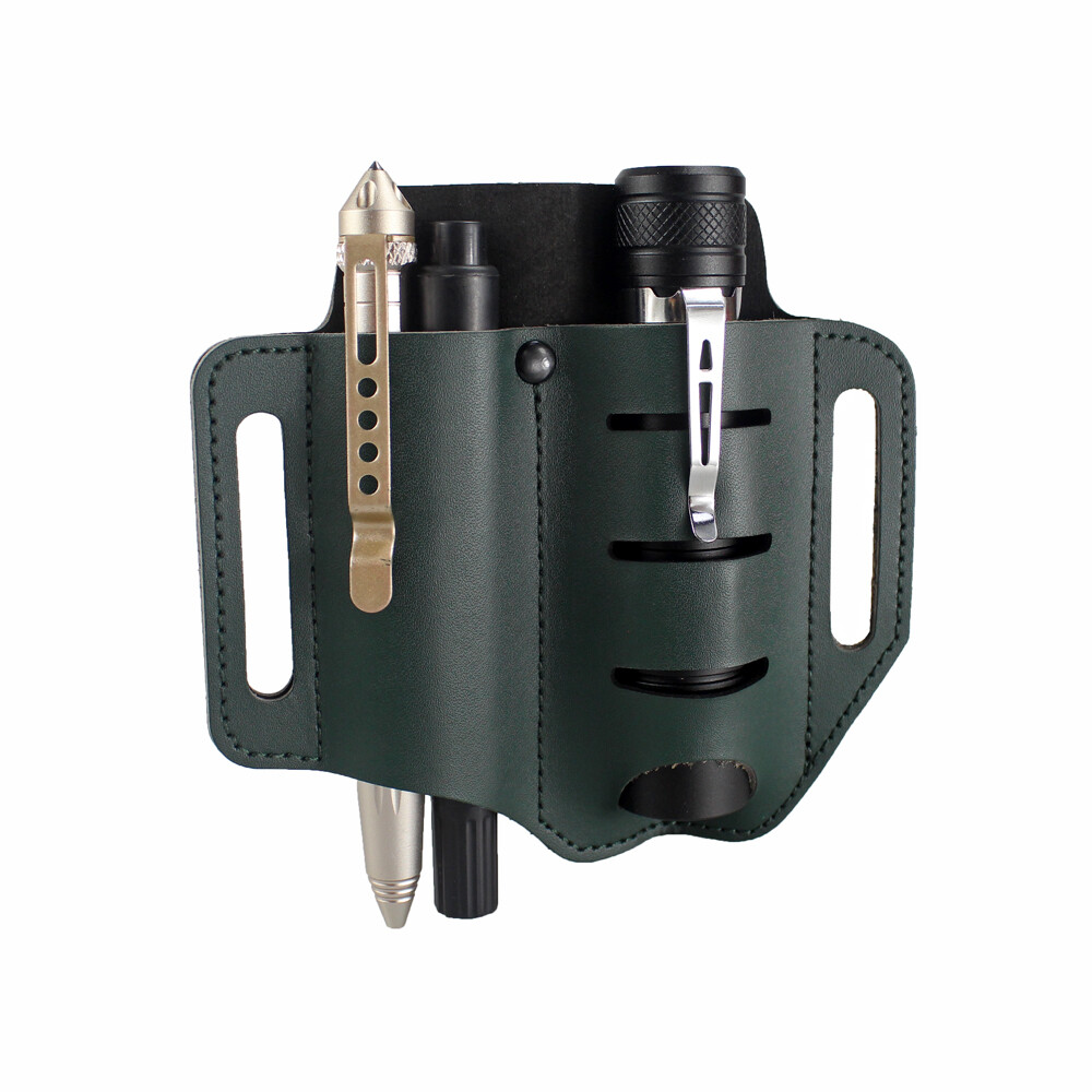 Leather Tool Sheath 2 Pockets Multitool Holder Holder Belt Pouch EDC Organizer