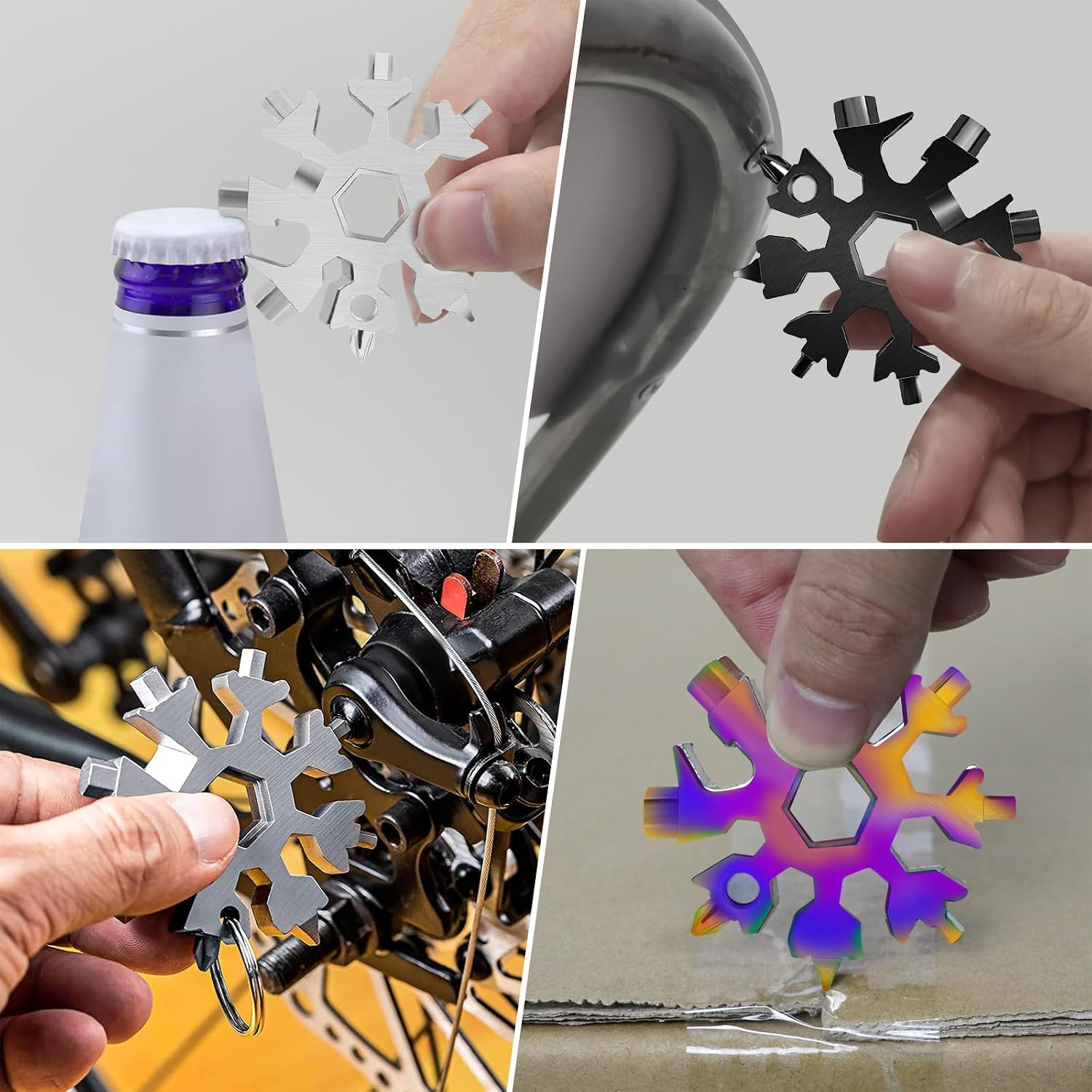10 Packs Snowflake Multi Tool,18 in 1 Snowflake Multitool,Snowflake Wrench/Bottl