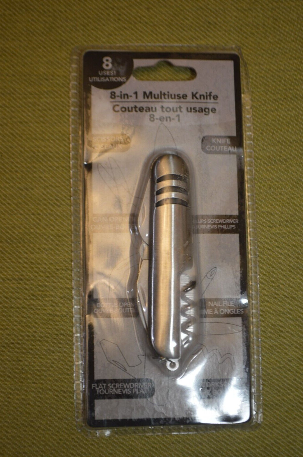 8-IN-1 MULTI USE KNIFE HIKING CAMPING TOOL BENCH POCKET