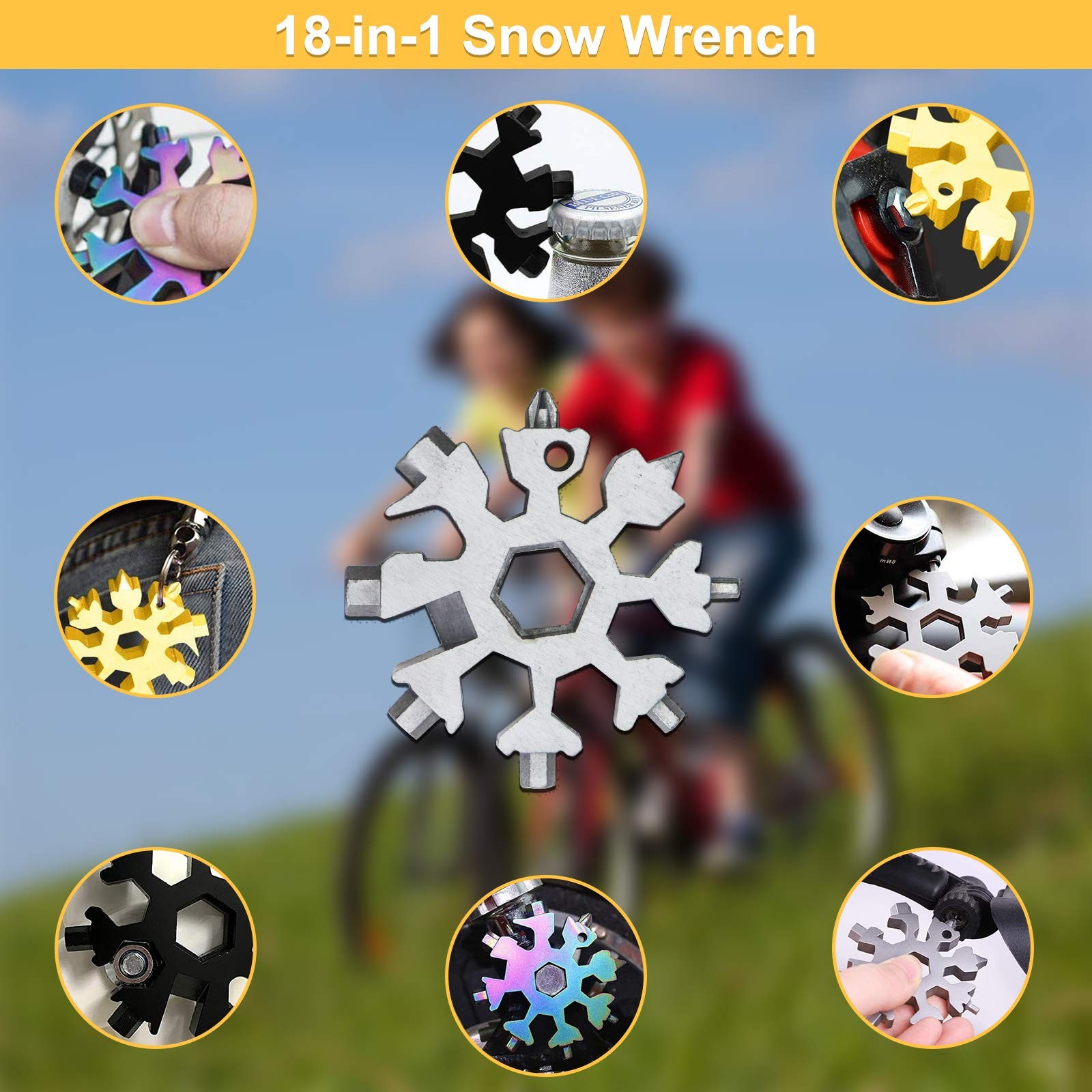 6 Packs Snowflake Multi Tool,18 in 1 Snowflake Multitool,Snowflake Wrench/Bottle
