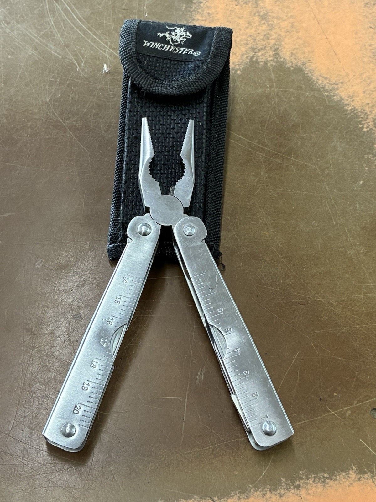 Winchester Stainless Steel 10-Tool Multi-Tool Pliers Serrated Knife Sheath