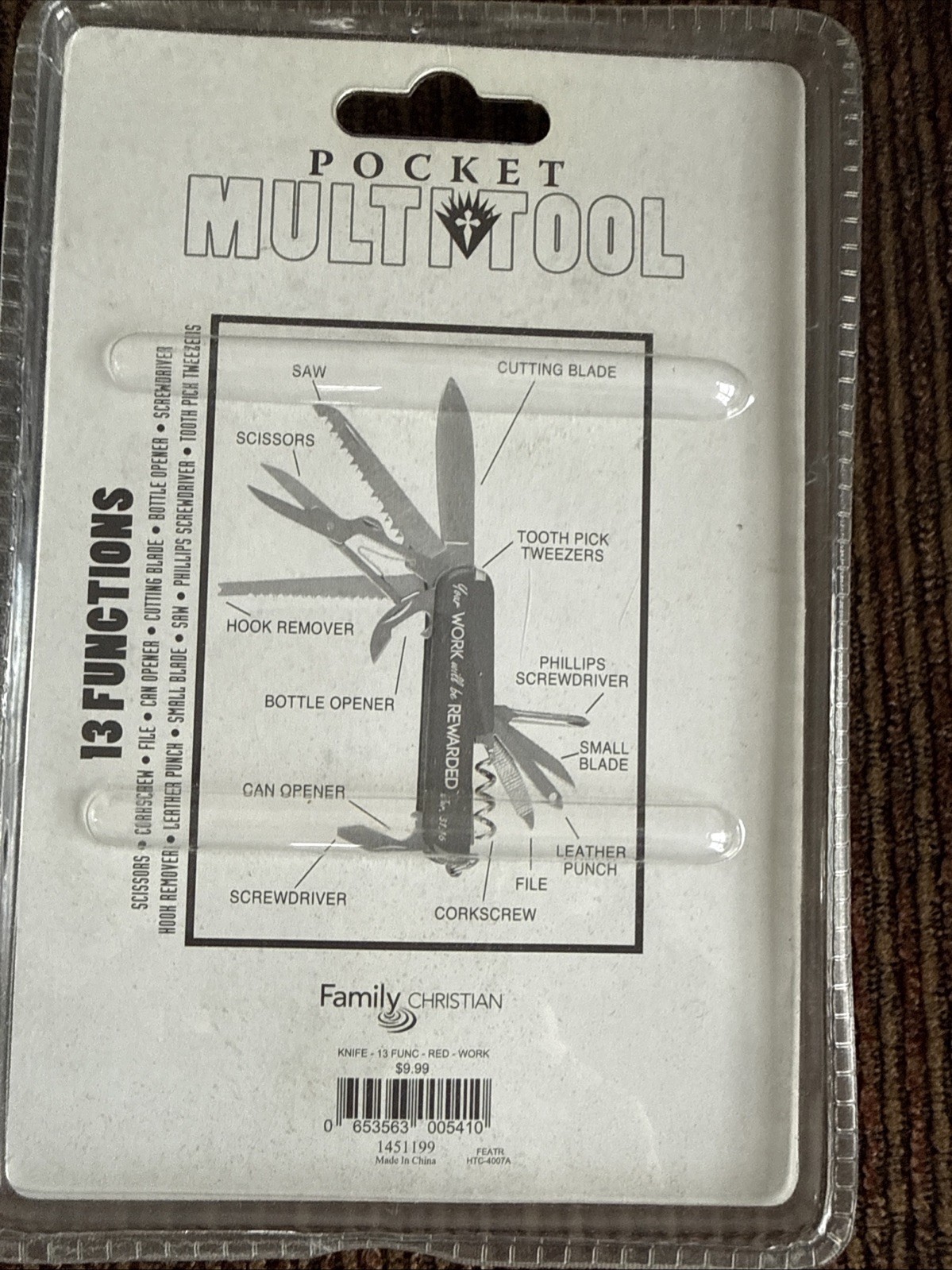 Family Christian Stores 13 Function Working Hands Pocket Multitool
