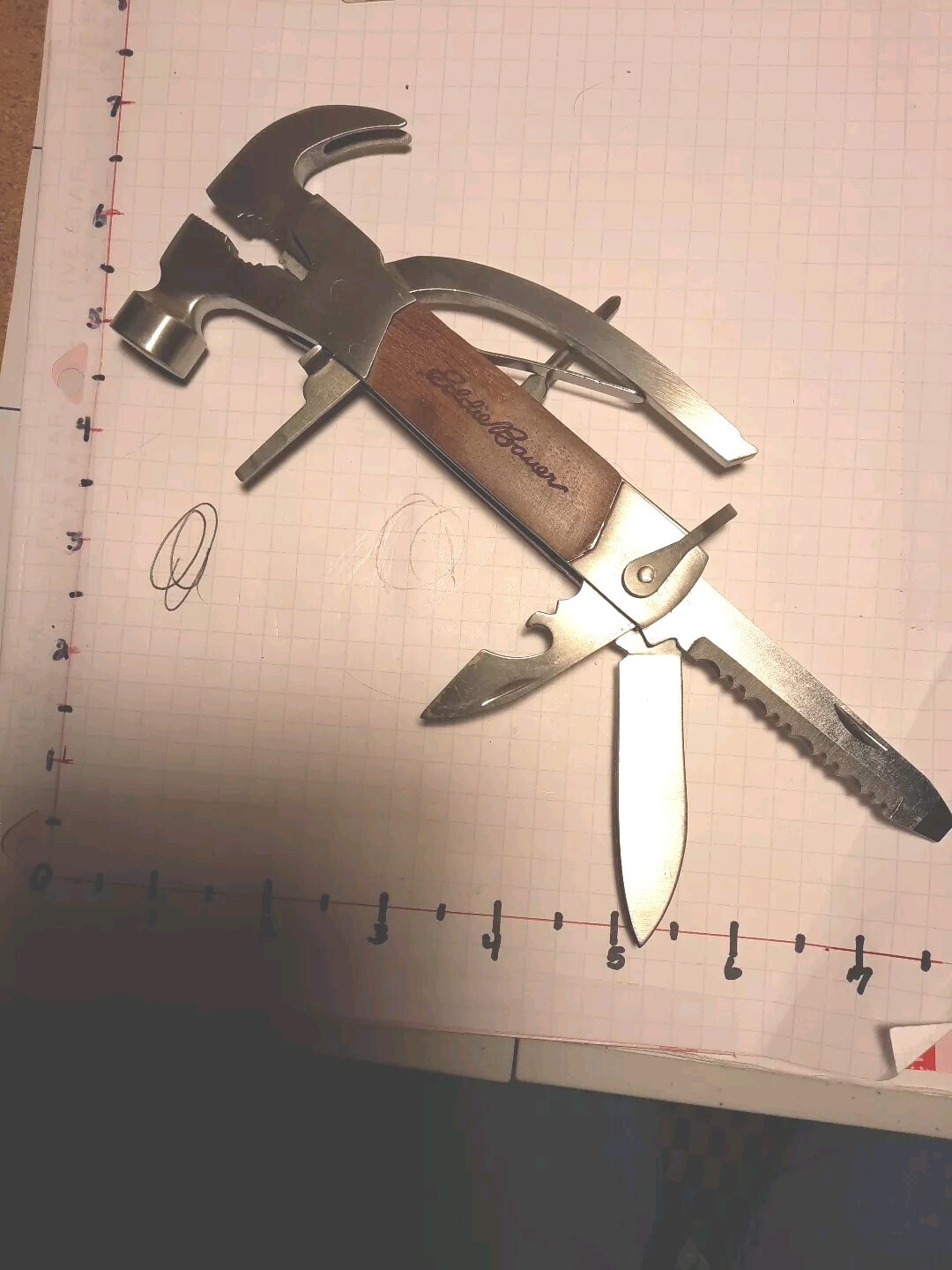 Eddie Bauer 13 Function Wood Hammer Multi Tool Unique. Used 5.5″ X 3″
