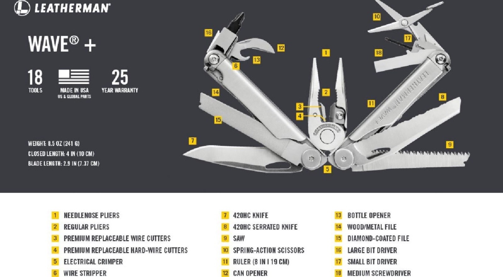 Leatherman Wave Plus Multi-Tool _Color: Stainless Steel _NEW