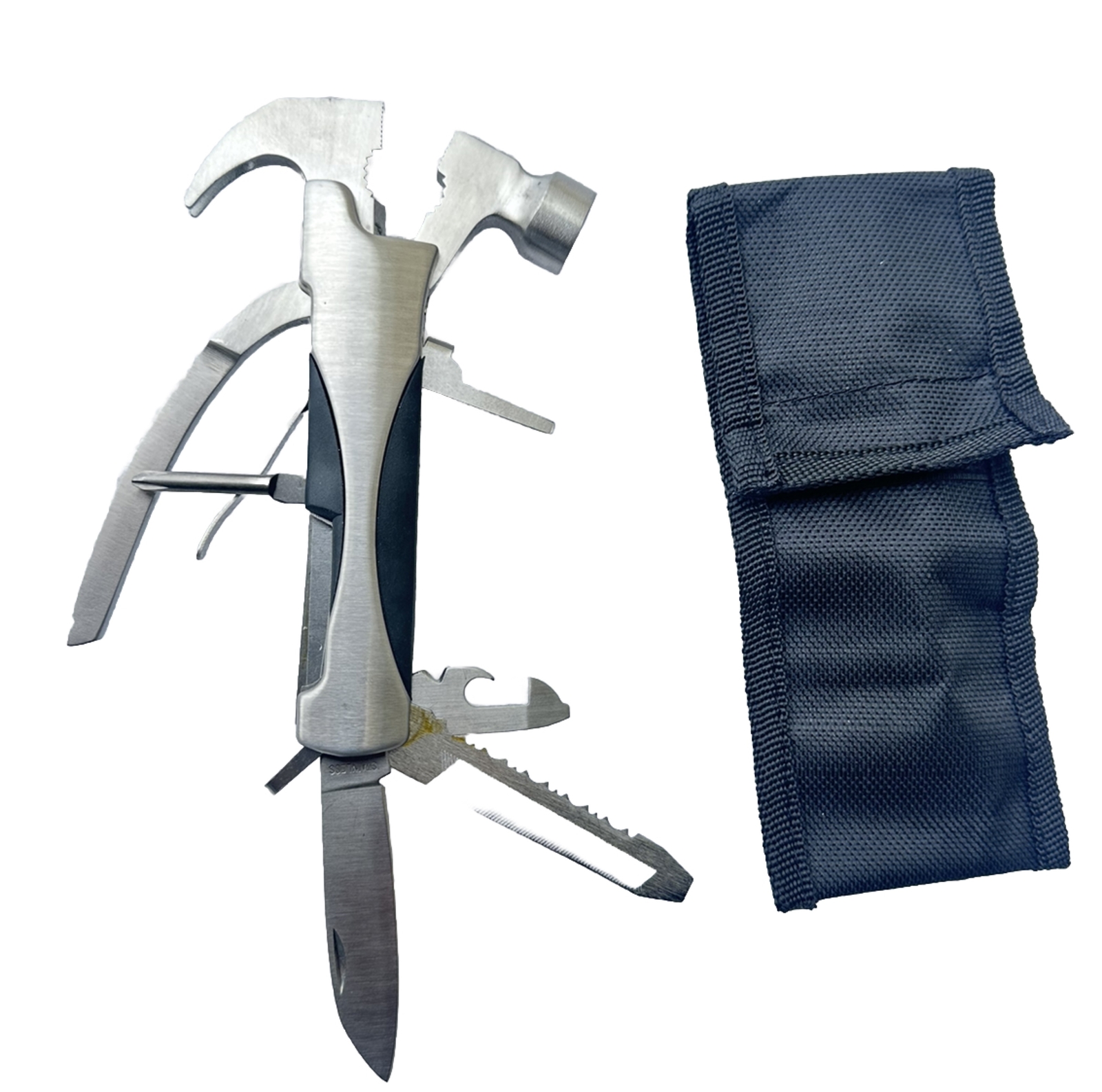 Stainless Multifunctional Hiking Outdoor Survival Tool Axe Hammer Plier Saw Cut