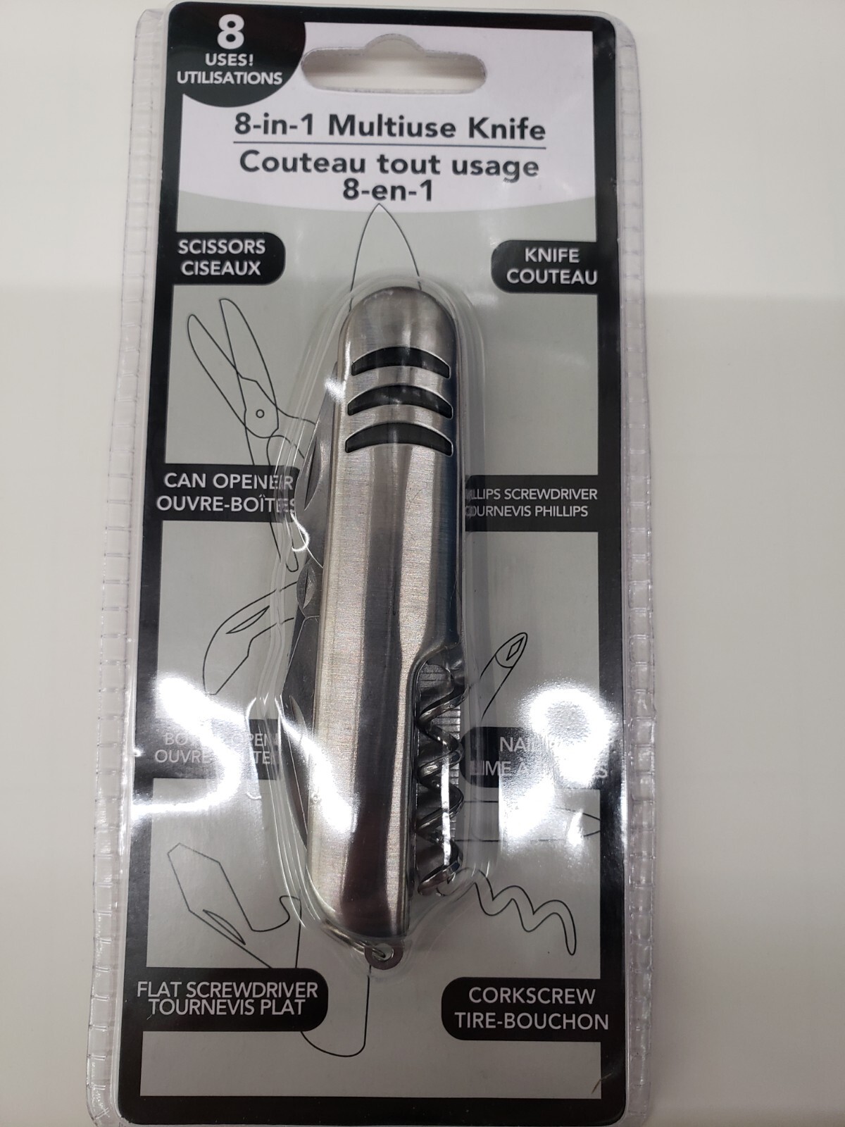 pocket knife TOOL BENCH 8-IN-1 MULTI USE KNIFE HARDWARE MULTI TOOLS NEW
