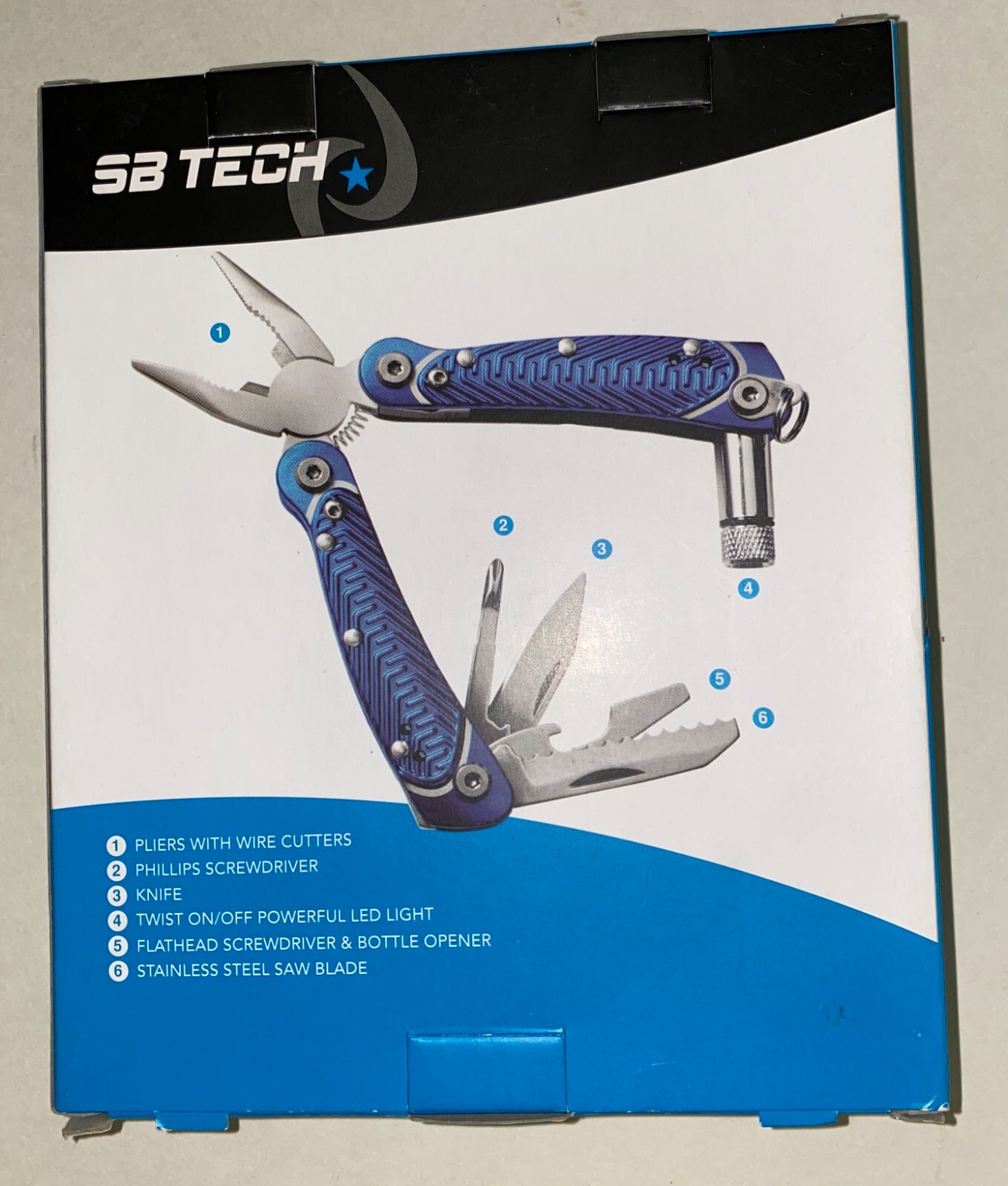 SB Tech Multi Tool with LED Light – New In Box