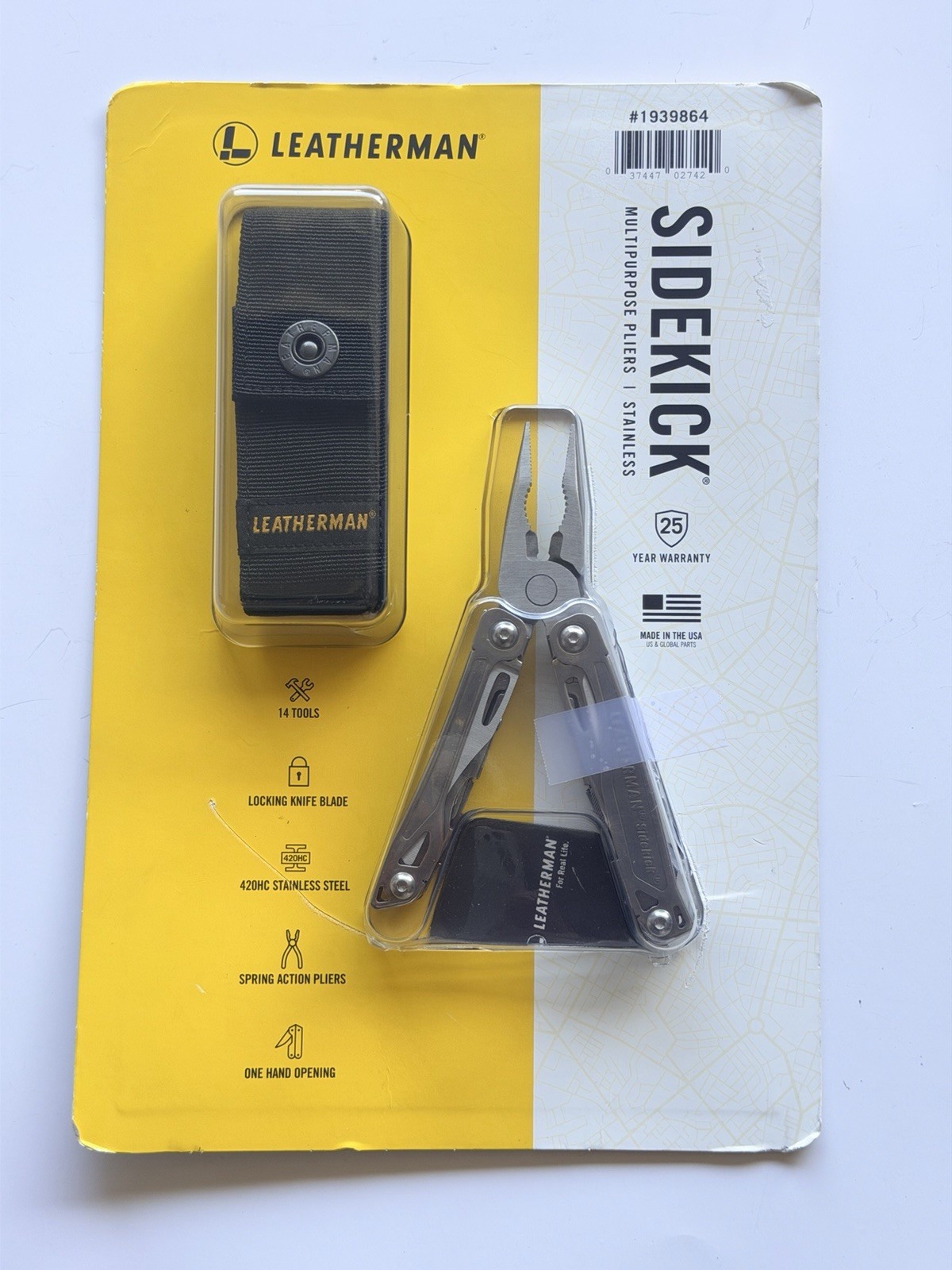 Leatherman Sidekick Multi Tool 14 Tools Stainless Steel Silver with Sheath