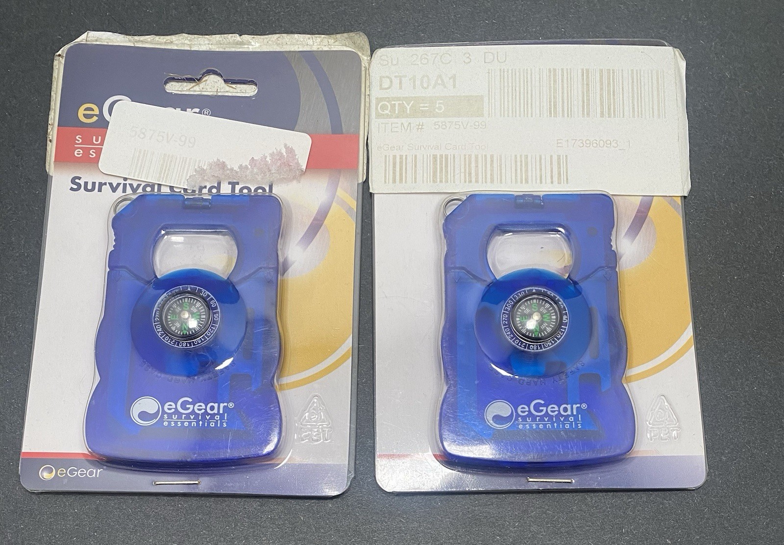 E Gear Survival Essentials Card Multi Tool Screwdriver Striker Camping Lot Of 2