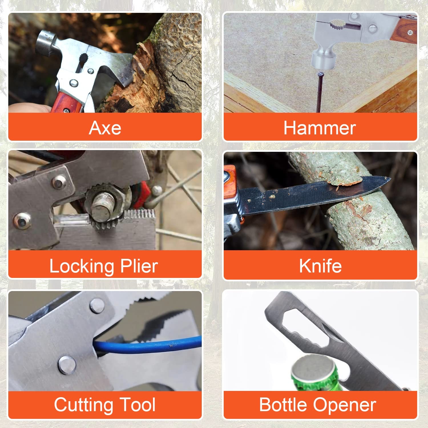 Multitool Hammer Camping Gear Accessories Survival Kits 14 in 1 Multifunction…