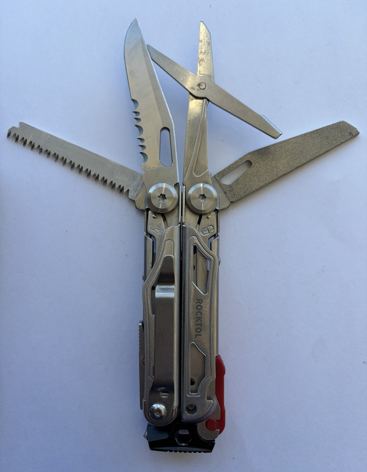 ROCKTOL MULTITOOL 22-IN-1 W/SHEATH & FIRE STARTER/WHISTLE & MORE, EXCELLENT