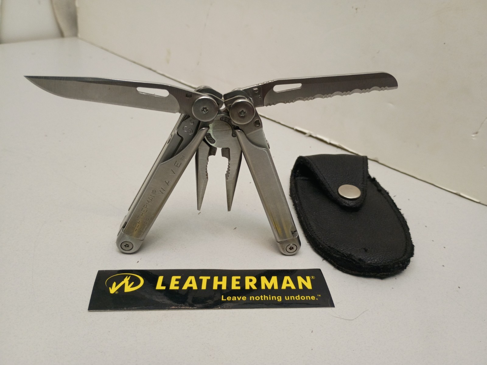 Vintage Leatherman Wave 1st Gen Multi Tool Pat Pend Custom Leather Sheath Case
