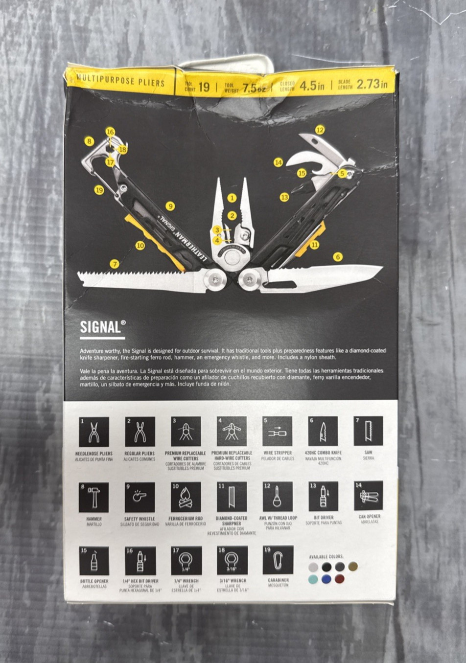 leatherman signal multi-tool Coyote Tan and Black.. 19 Tools