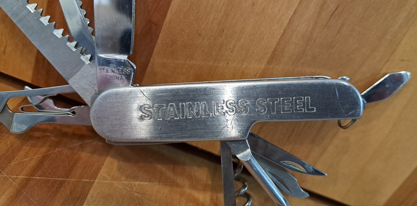 NICE VTG 11 PIECE MULTI TOOL POCKET KNIFE STAINLESS STEEL