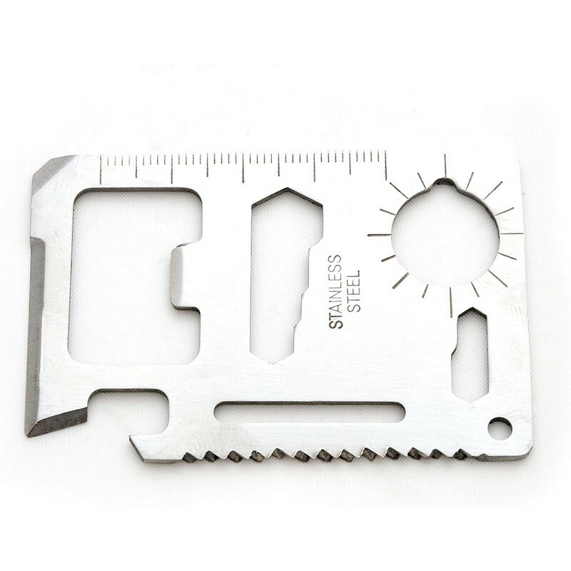 15 in 1 Multifunction Card with Leather Case – Can Opener, Screwdriver, Saw…