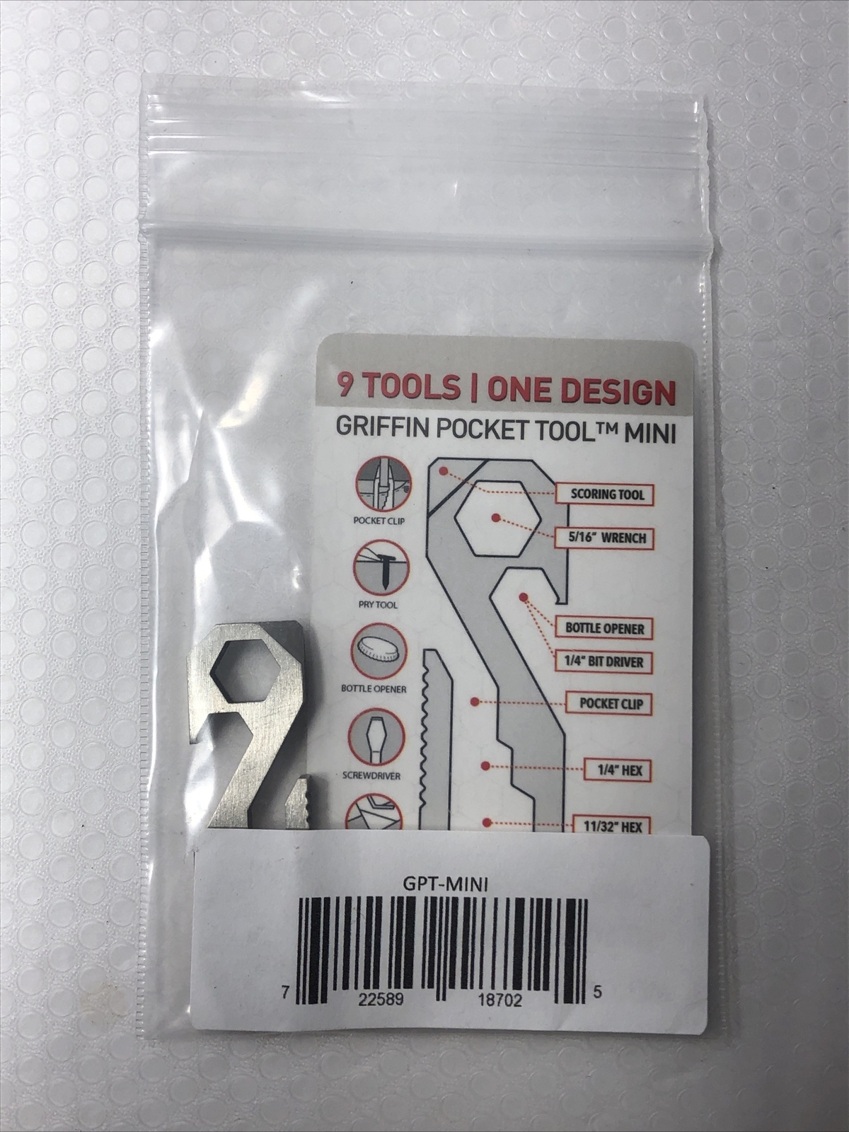 Griffin Mini Pocket Multi Tool Stainless Steel 9 Tools One Design NIP