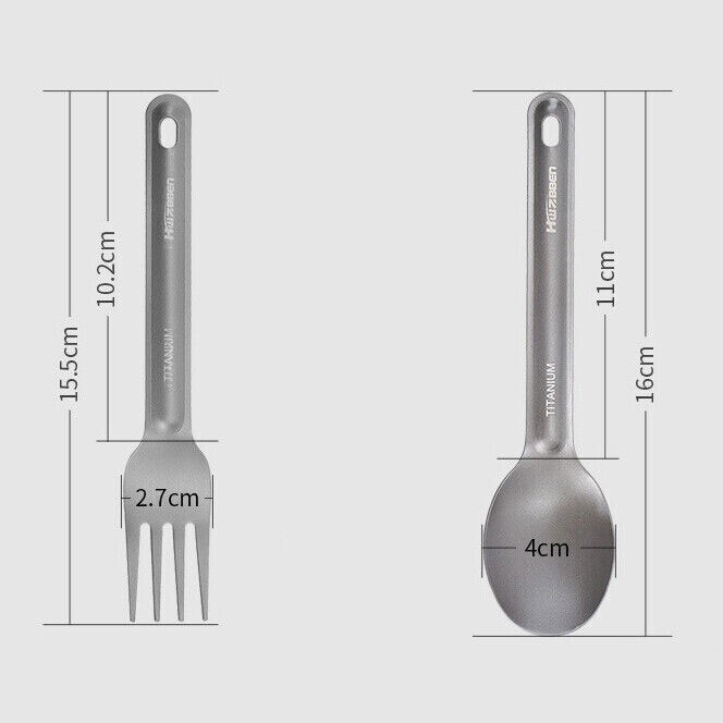 Pure Titanium Tableware Spoon +Fork Portable Outdoor Camping Travel EDC Tool