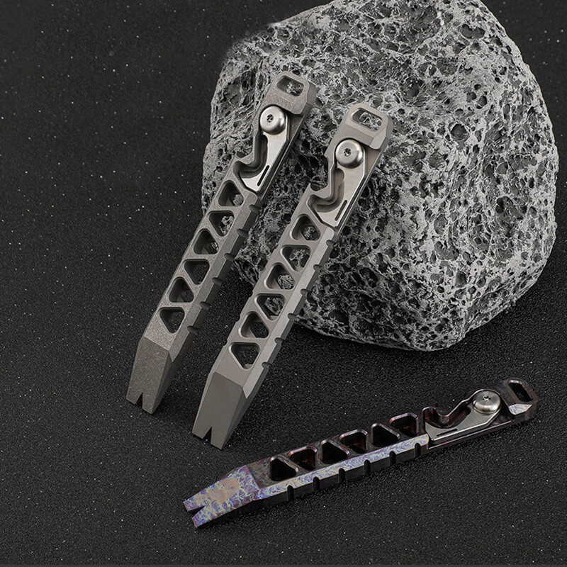 Solid Titanium Alloy EDC Multi Tools Pry Bar Pocket Crowbar Opener Screwdriver