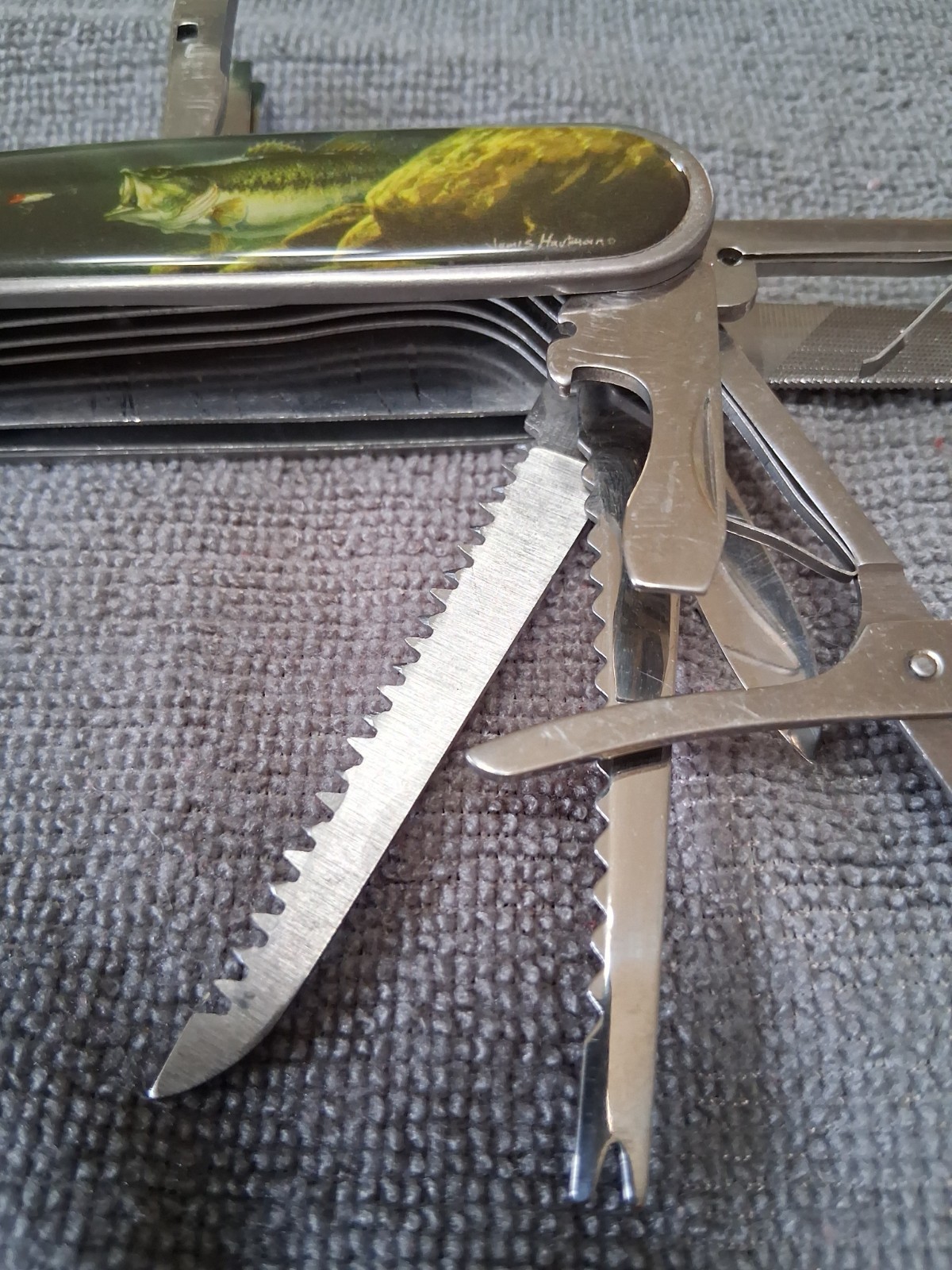 Vintage James Hartman Multi Tool Knife-14 Tools-Fishing-Hunting-Hiking–(D)