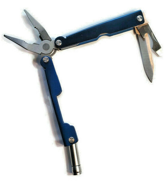2 Multi Tools Knife Pliers Saw Bottle Opener Kit Pocket Folding Multitools Blue