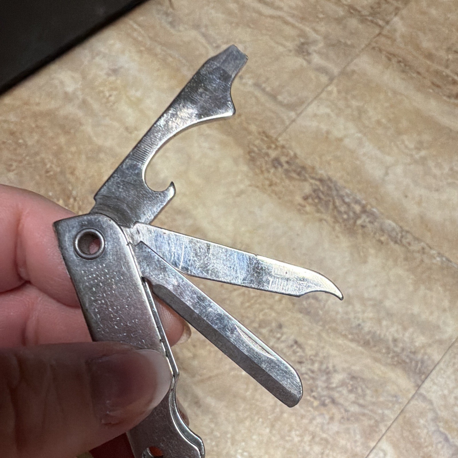 Silver Foldable Pocket Multi-Tool Knife Bottle Opener Nail File 1.5in SS