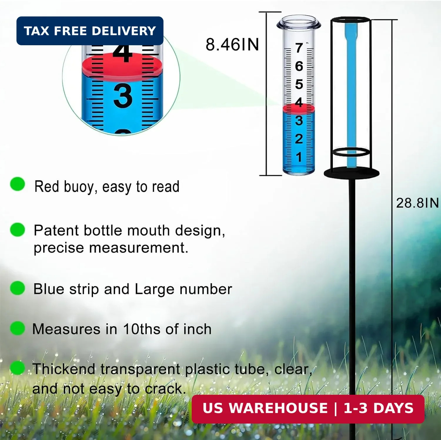 Rain Gauge Outdoor, Upgraded Rain Gauges Outdoors Best Rated,Accurate Rain Measu