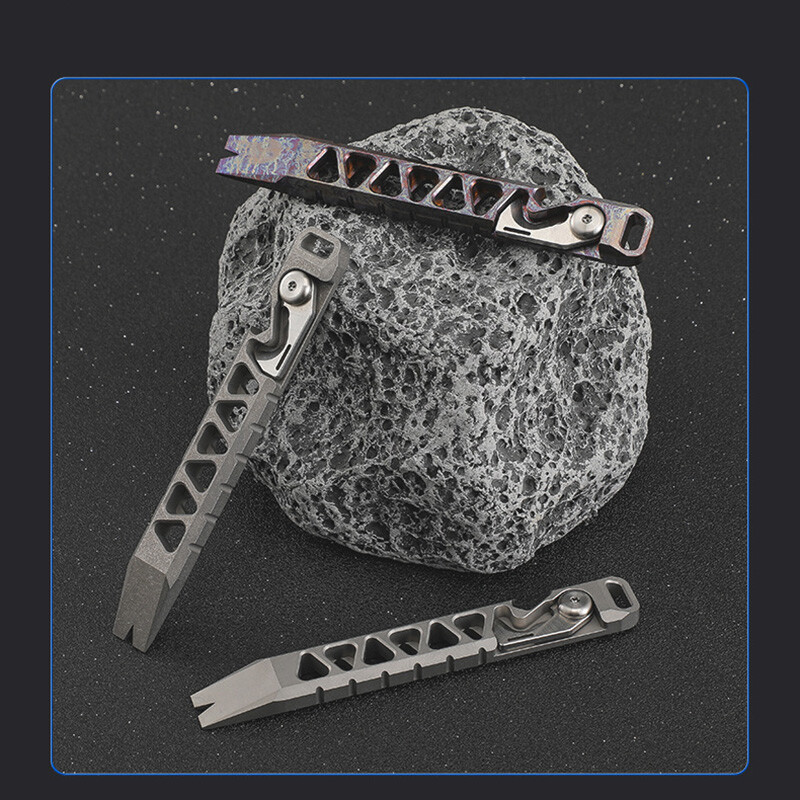 Solid Titanium Alloy EDC Multi Tools Pry Bar Pocket Crowbar Opener Screwdriver