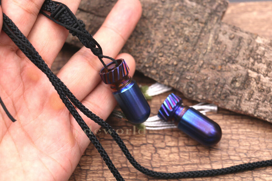 Outdoor Titanium CNC Torpedo Type Waterproof Pill Case Key Chain Container EDC