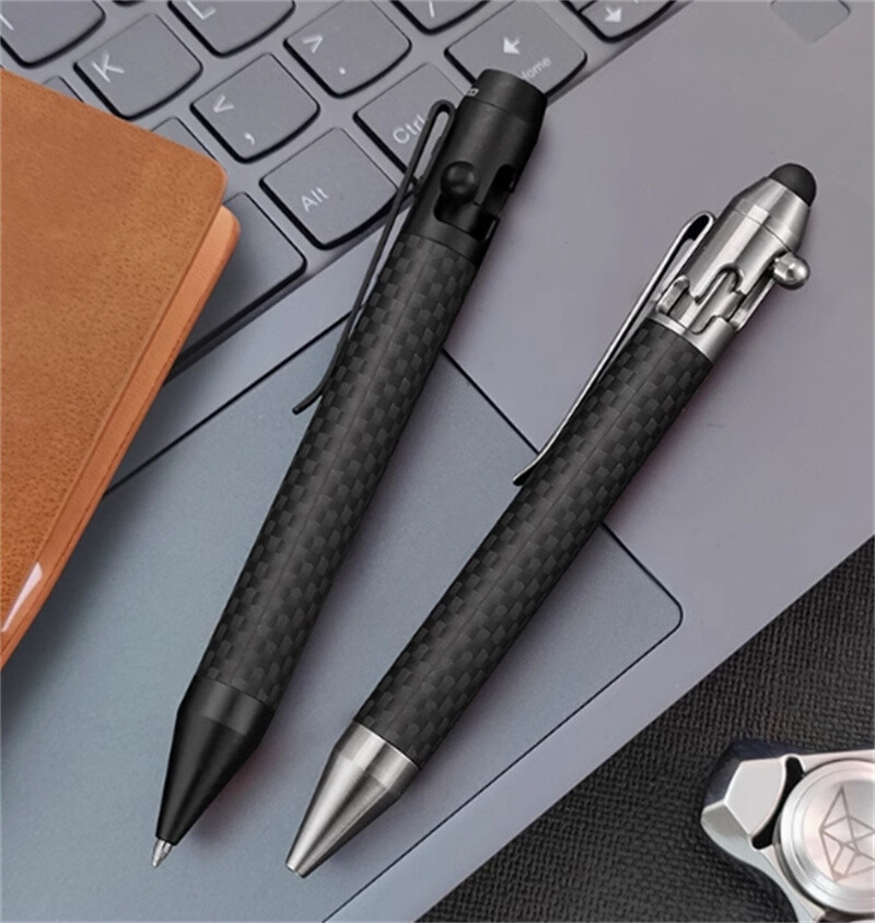 EDC Bolt Pen Pocket Tool Carbon Fiber Pen +13 Refills Outdoor Multi Tools