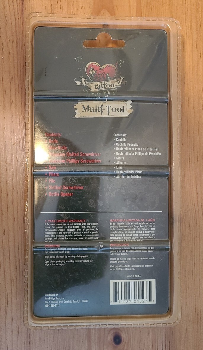 NEW NOS Iron Bridge Tools – Tattoo 9 in 1 Multi Tool – Skulls Design