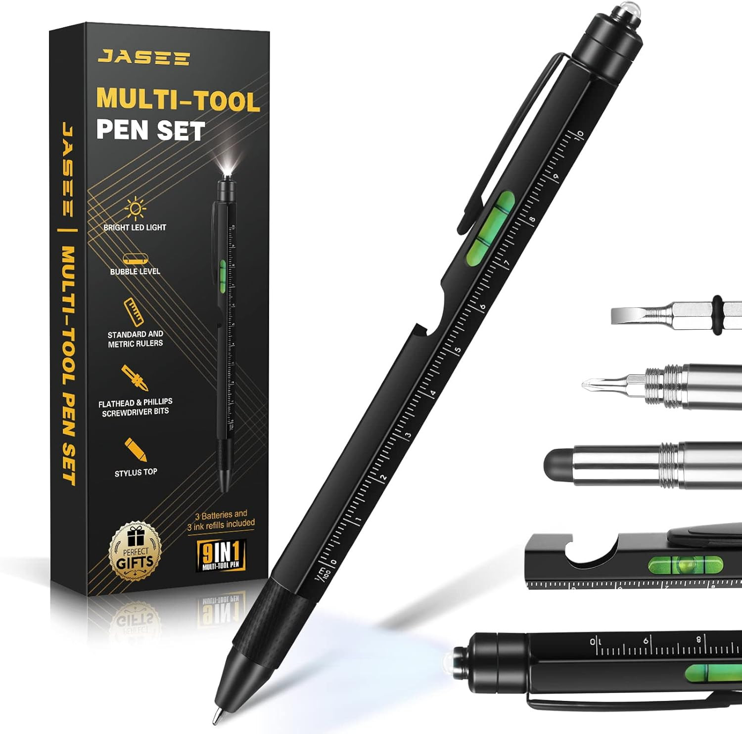 Gifts for Men, 9 in 1 Multitool Pen Set, Cool Gadgets for Men Dad Him Boyfriend