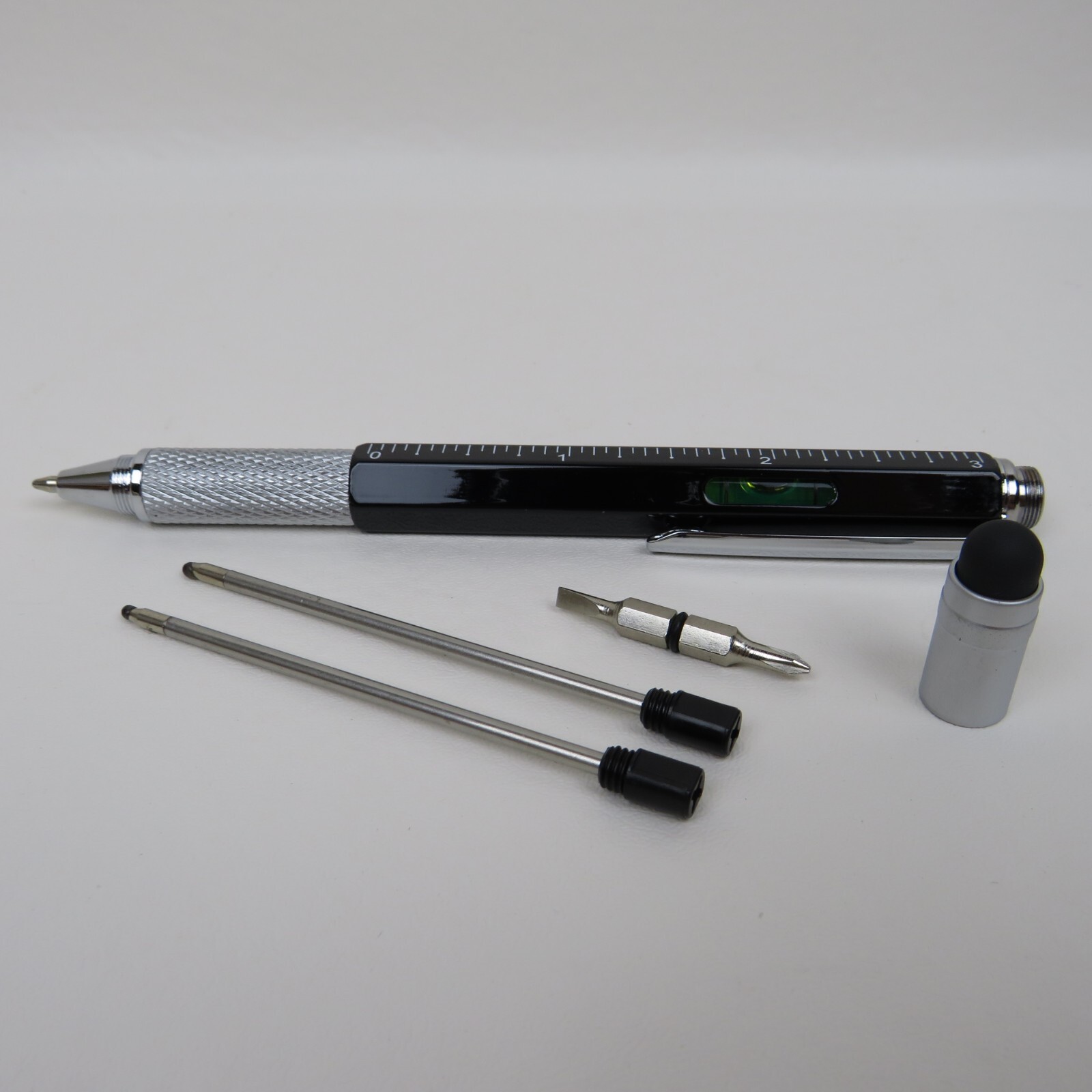 (2) 6 in 1 Multitool Tool Pen Bubble Level Flat Philips Screwdriver Ruler Stylus