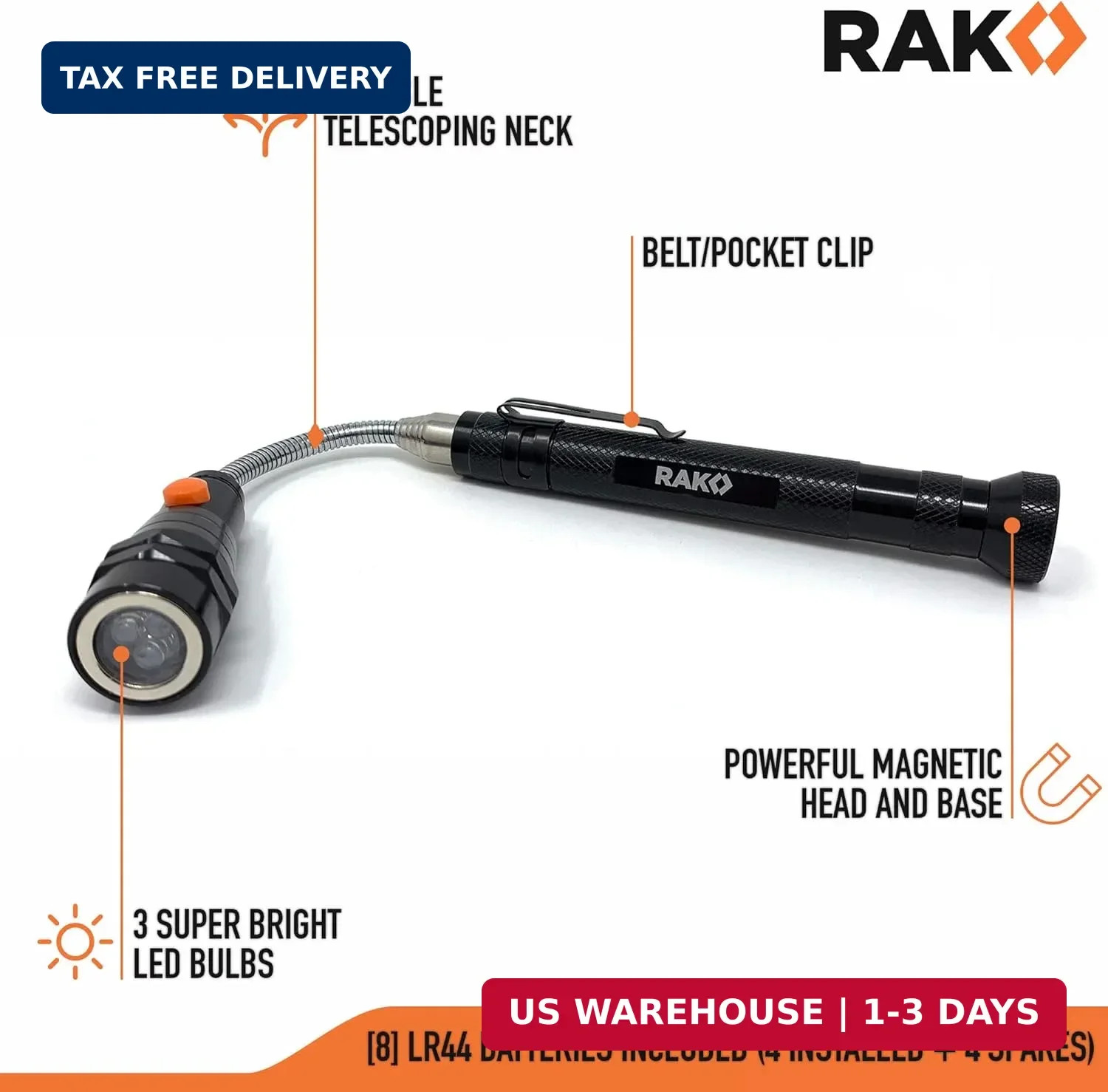 RAK Magnetic Pickup Tool Gifts for Men – Telescoping Magnet with LED Flashlight