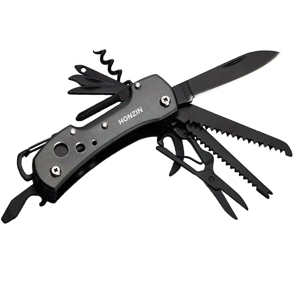 Swiss Small Pocket Knife, 15 in 1 Multitool Knife with Bottle Opener, Saw, Sc…