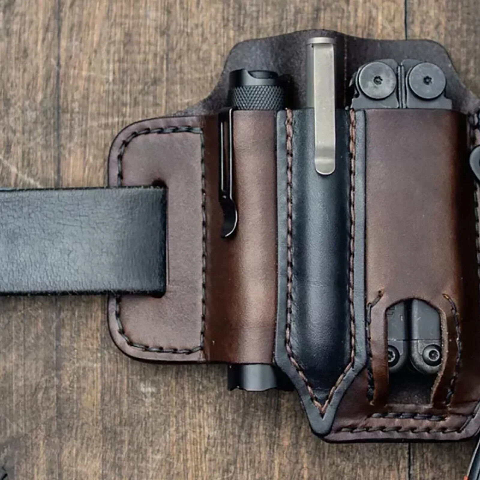 PU/Leather Storage Waist Bag Sheath Multi-function Tool Organizer Pouch Pen Case