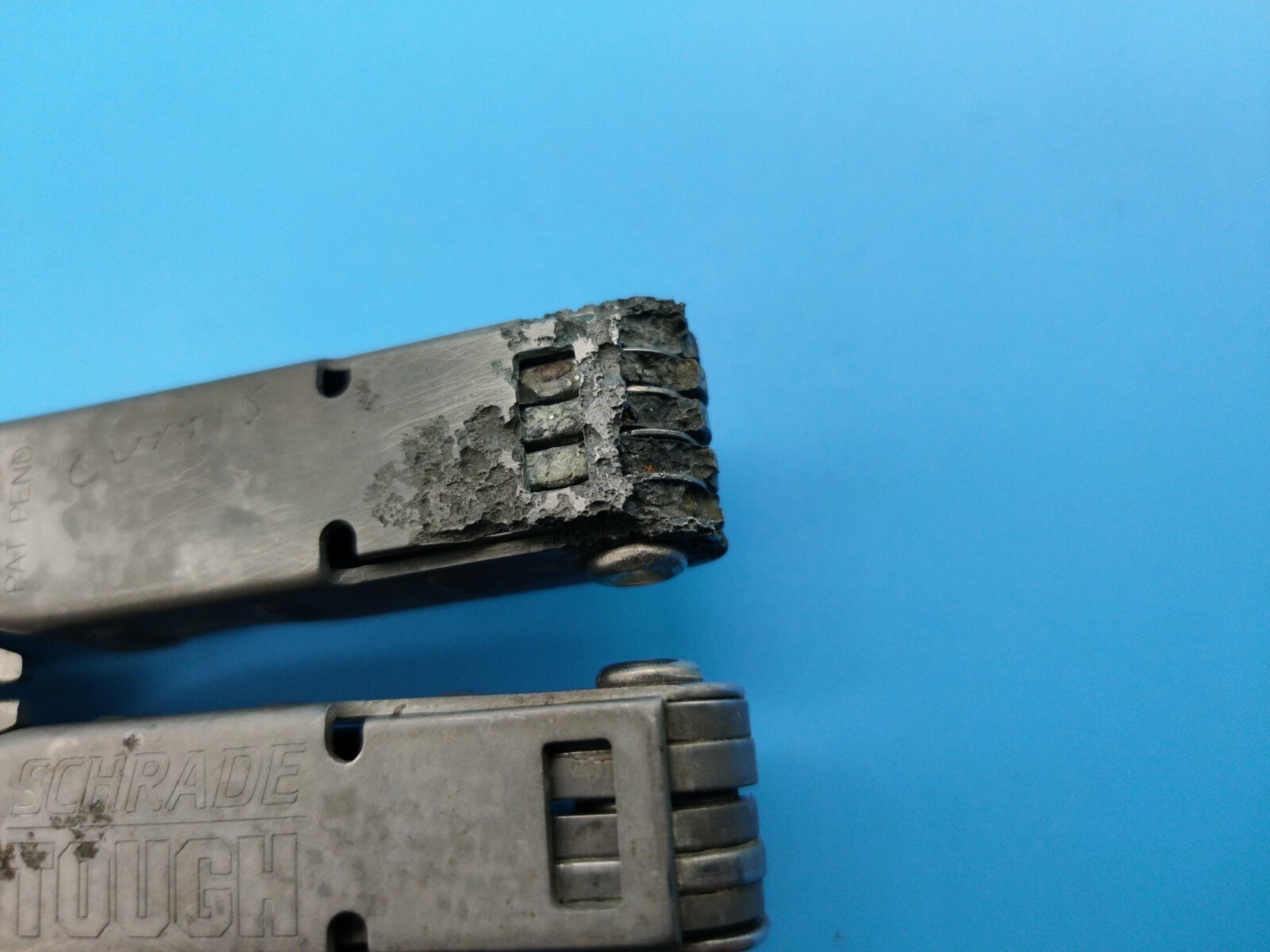 USED Schrade Tough multi tool folding pliers Made in USA All in one DAMAGED