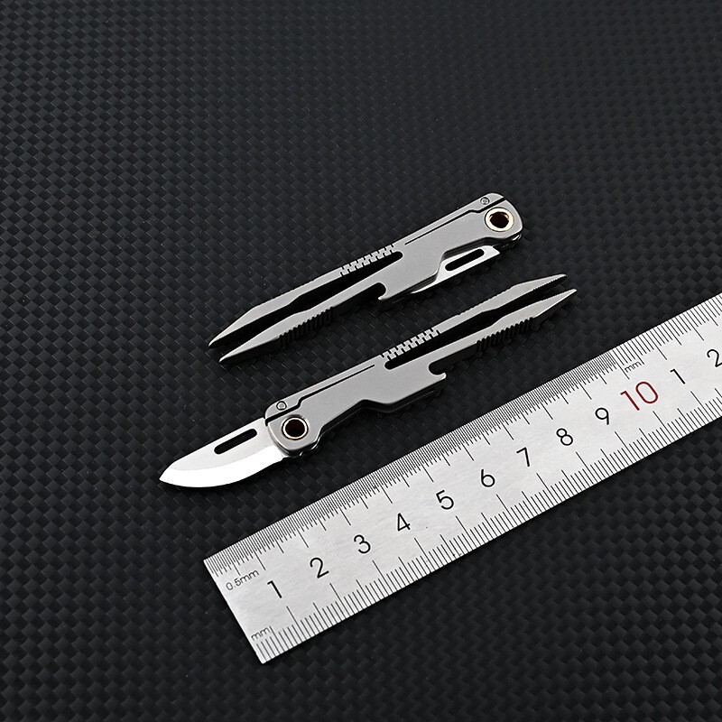 EDC Titanium Alloy Multi Tools Tweezers Opener Pocket Outdoor Folding Knife