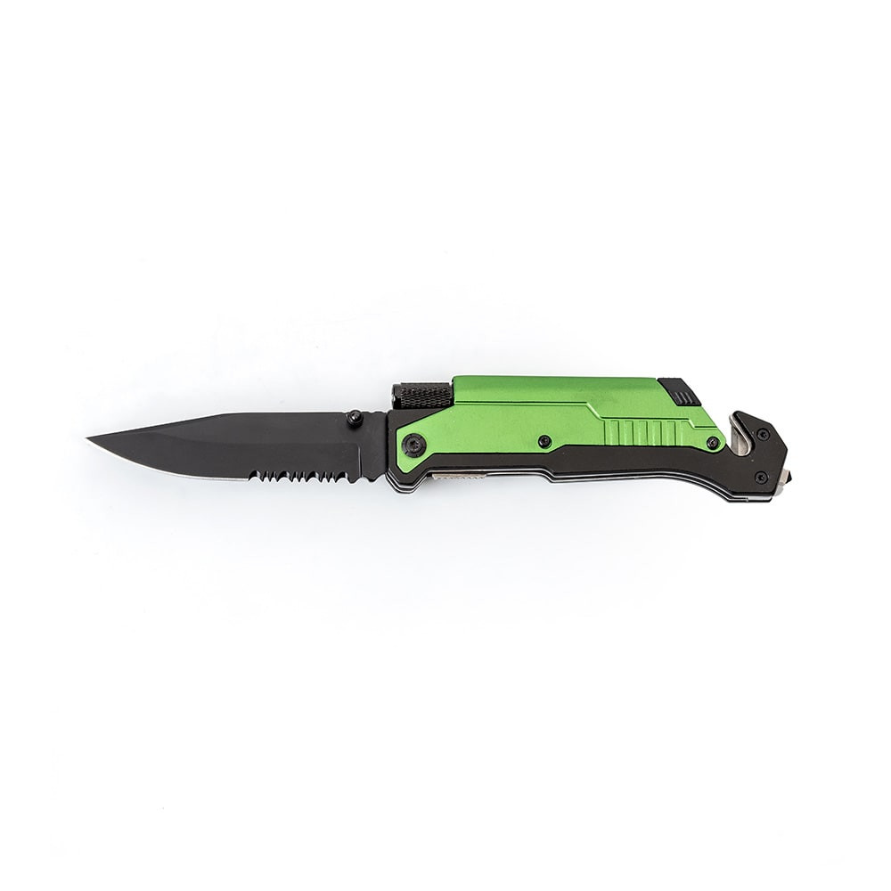 Lehman’s Travel Survival Knife Serrated Flashlight Glass Breaker Firestarter