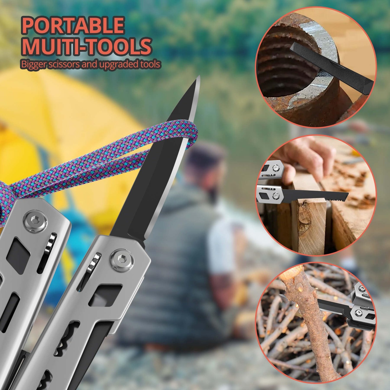 Multitool 17-in-1 Stainless Steel Multi Tool with Pocket Knife Needle Nose Pl…