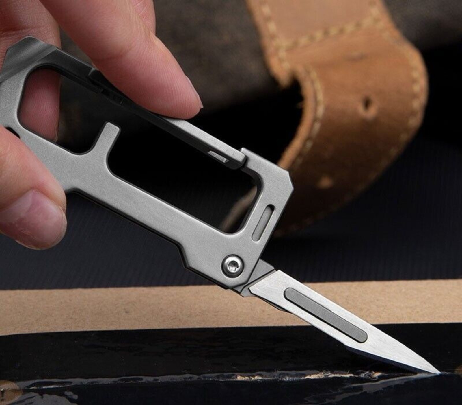 Titanium Multi Tools EDC Keychain Carabiner Folding Utility Knife Scalpel Blade