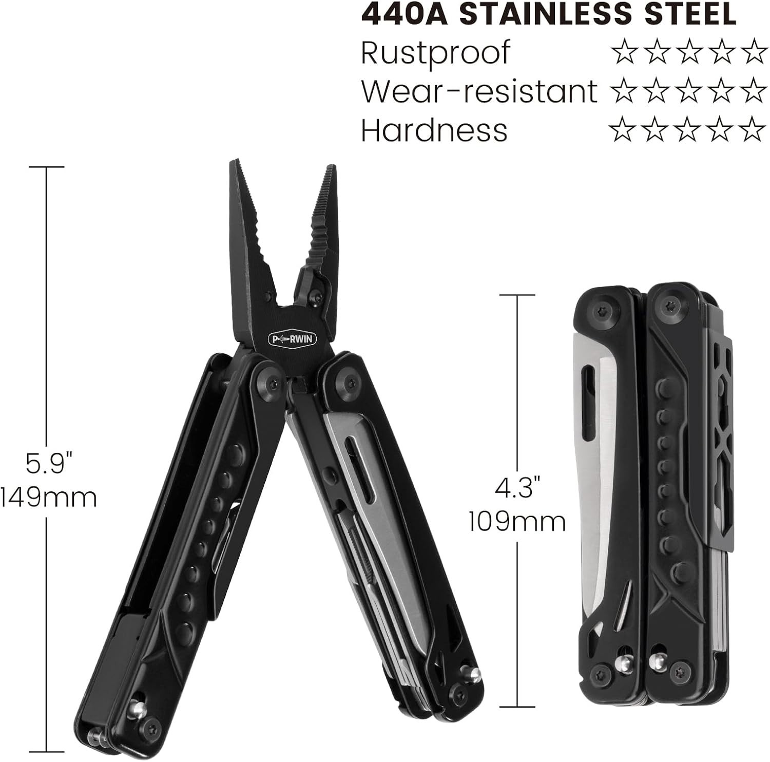 20-in-1 Full Size Stainless Steel Multi Tool Pliers for DIY Home Garden Camping