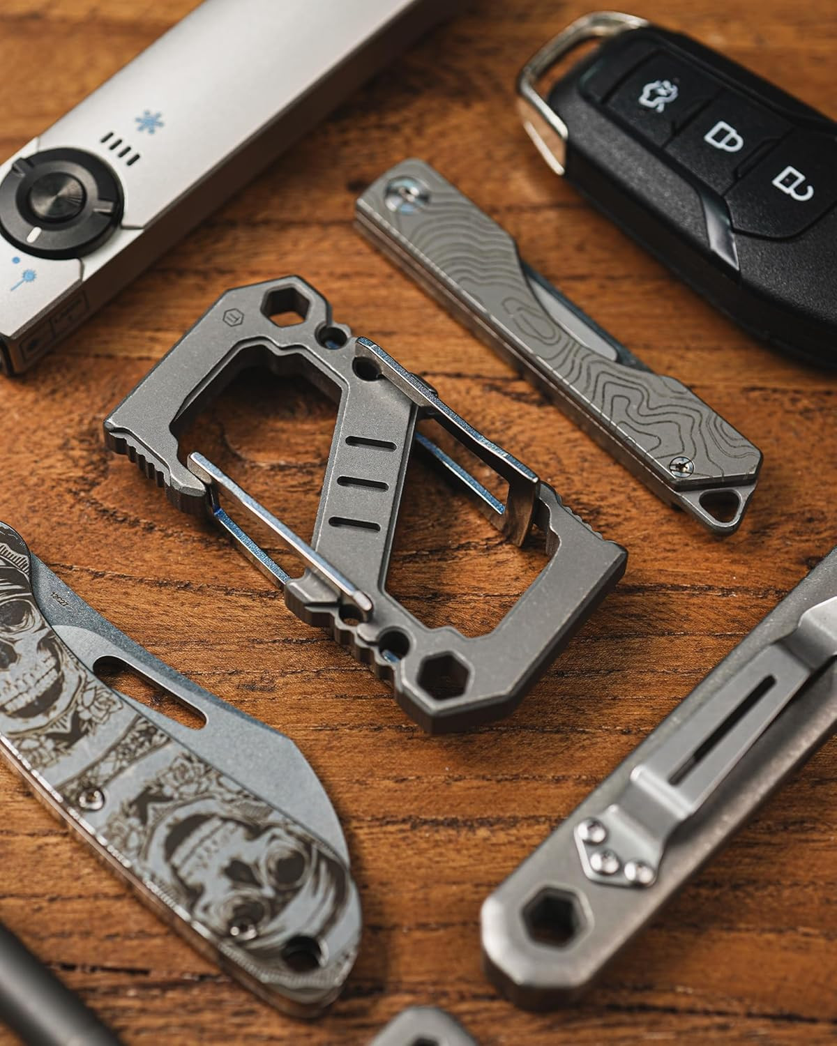 Titanium 3-in-1 Carabiner Multitool: Bottle Opener & Screwdriver Included